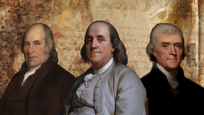 A digital image of Benjamin Franklin and Thomas Jefferson, key figures among the polymaths of early America